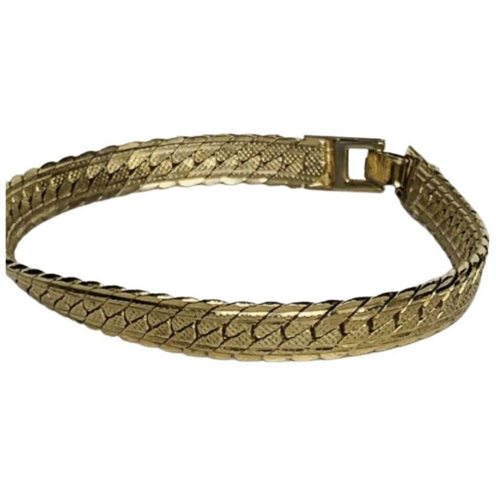 Vintage Gold Plated Mesh Link Snake Gold Polished Bracelet 7.5 Inches